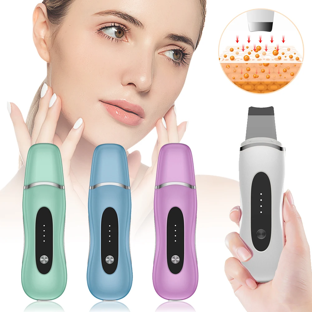 

Ultrasonic Skin Scrubber Facial Pore Cleaner Blackhead Removal Skin Peeling Cavitation Face Spatula EMS Lift Machine
