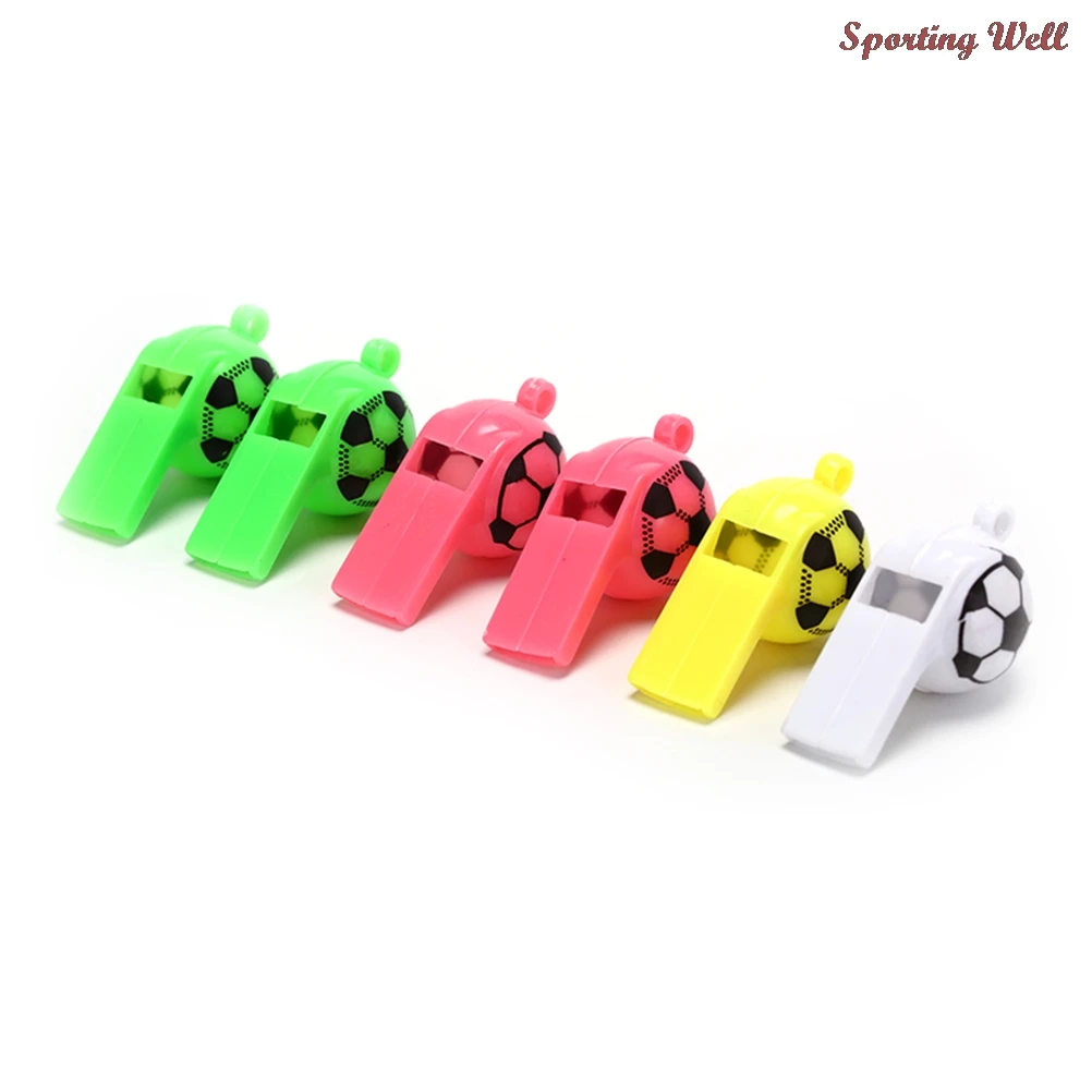 

6pcs/lot Soccer Football Whistle Cheerleading Toys Plastic Whistles Toys With Ropes Survival Outdoor Whosesale