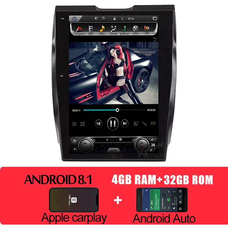Android Car Radio KiriNavi вертикальный экран Tesla style 12," Android 8,1 автомобильный Радио gps навигатор для Ford Edge автомобильный Dvd мультимедийный плеер 4G - Цвет: Android Car Radio