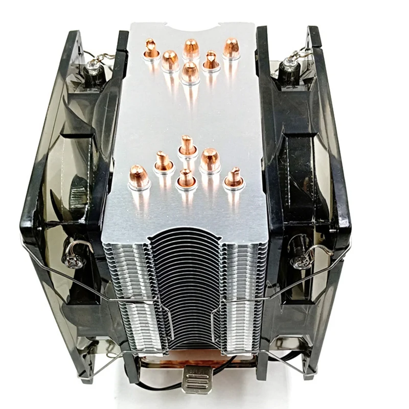 CPU Cooler 12Cm Fan 6 Copper Heatpipes 3Pin Radiator Dual Fan Cooling Cooler with LED for LGA 1150/1151/1155/1156/1366/775/2011