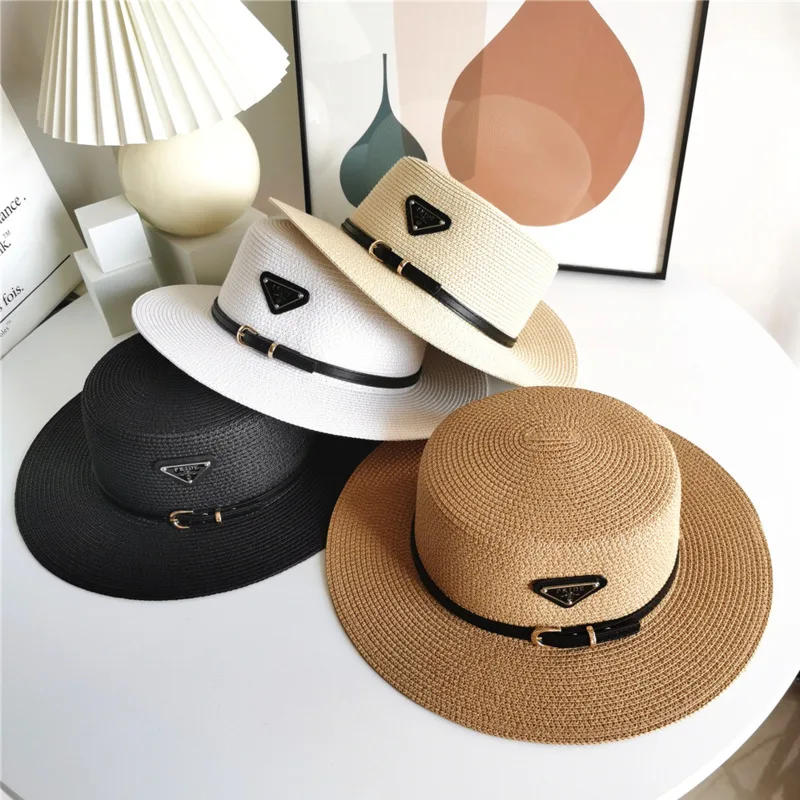 

2021 New Grass Sunshade Straw Hat Women Outing Sunscreen Beach Hat Summer Travel Vacation Foreign Atmosphere Net Red Flat Top