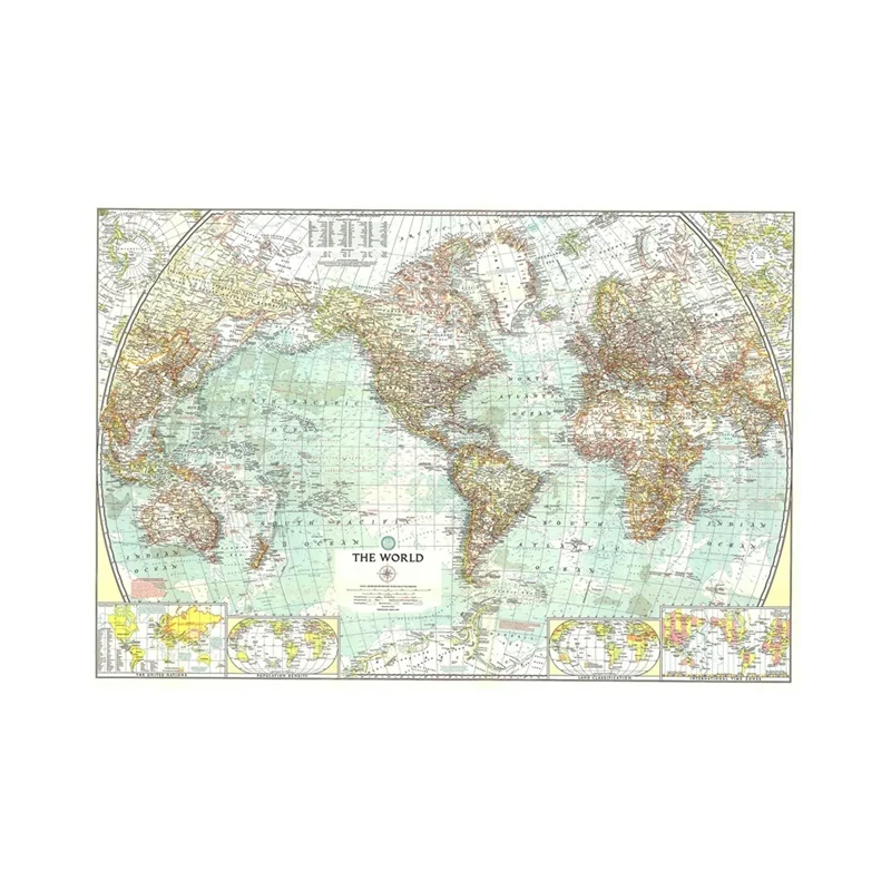 

A1 World Globe Map 1957 Personalized Atlas Poster World Maps Atlases Wall Sticker Decoration for Home Office School Supplies