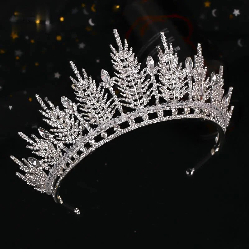 

Silver Crystal Crowns Bride Tiara Fashion Queen for Wedding Crown Headpiece Wedding Hair Jewelry Accessories Diamond Headpiece