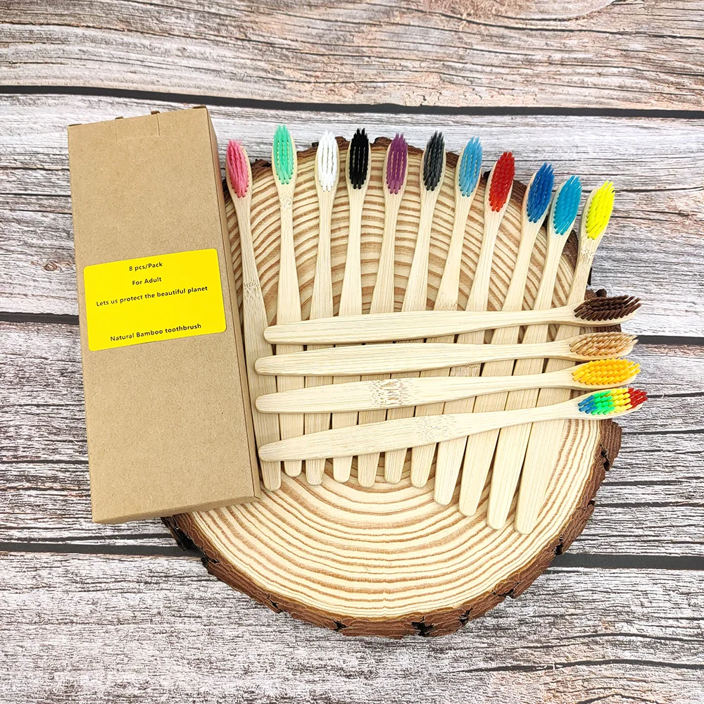 

12 Pack Toothbrush Eco Friendly Bamboo Soft Fibre Toothbrush Teeth Brush Solid Bamboo Handle 100%Biodegradable
