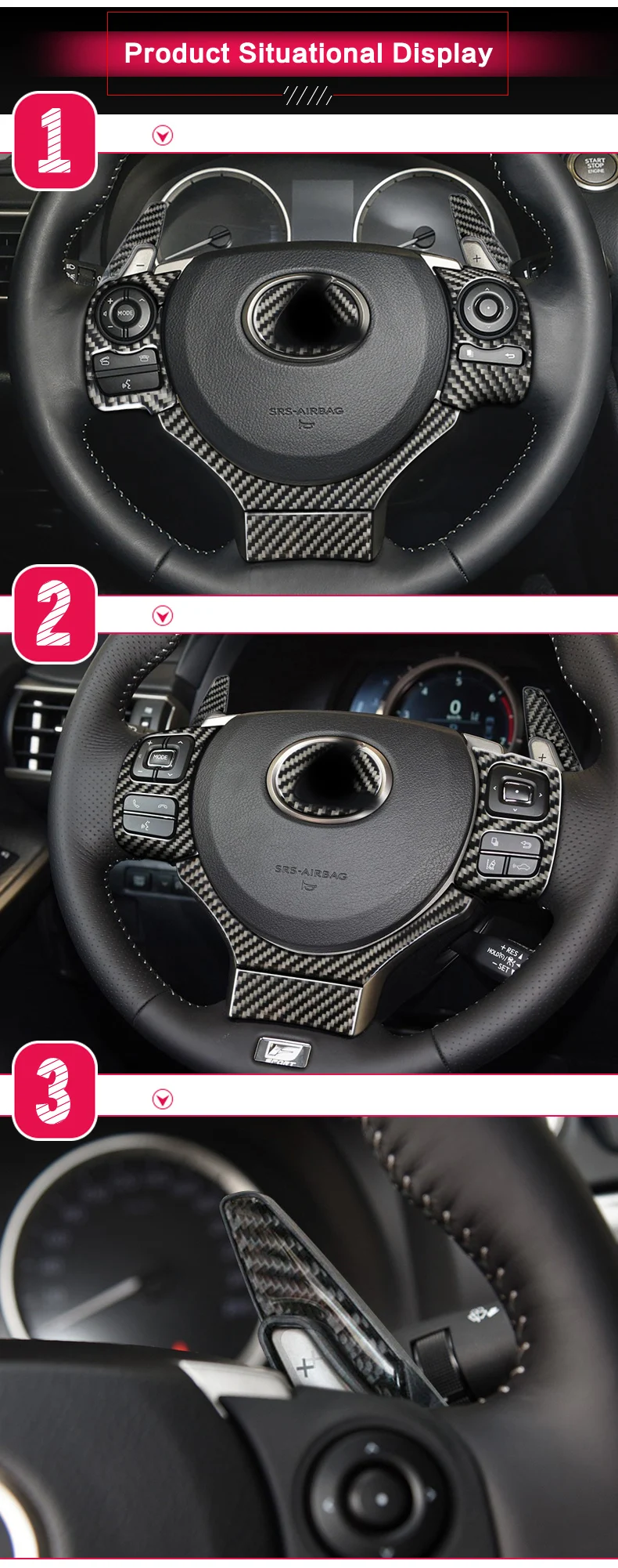 Для LEXUS NX200 300h CT200h IS250 200t RC аксессуары для руля декоративные наклейки из углеродного волокна для автомобильной внутренней отделки