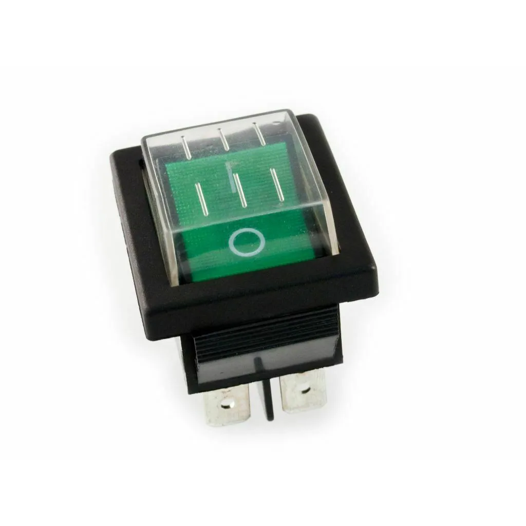

16A 250V AC 4 Pins Green Rocker Switch With Water Proof Cover DPST New Plastic Durable