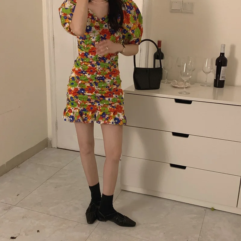 Новинка 2020 корейское стильное летнее сексуальное платье с v-образным вырезом