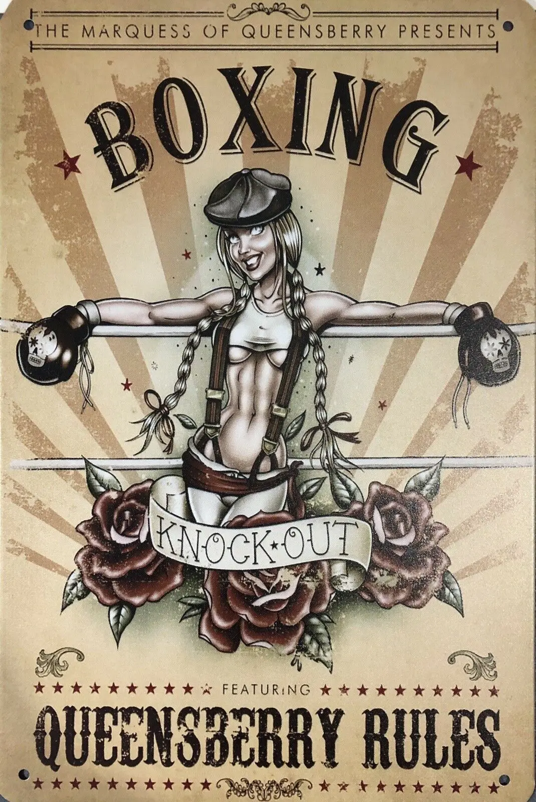 

Настраиваемый старомодный плакат-боксерская девушка, металлический жестяной знак, металлический плакат для бар, таверна, мужское украшени...