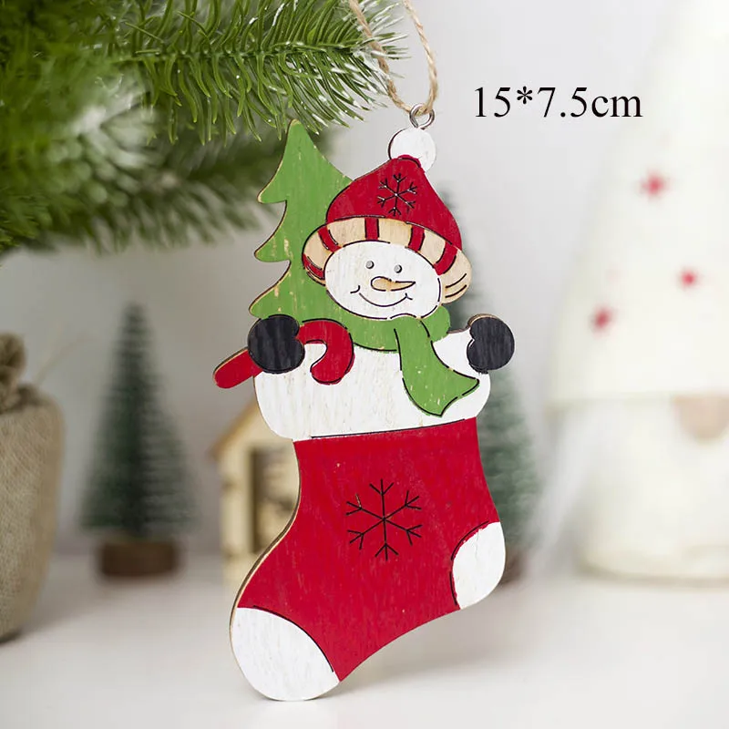 2PD-62889-2 1 шт., снежинка, олень, Санта-Клаус, Рождественская елка, кулон из натурального дерева, висячие украшения, рождественские, новогодние, вечерние, Декор, принадлежности 62891 - Color: 2PD-62889-2