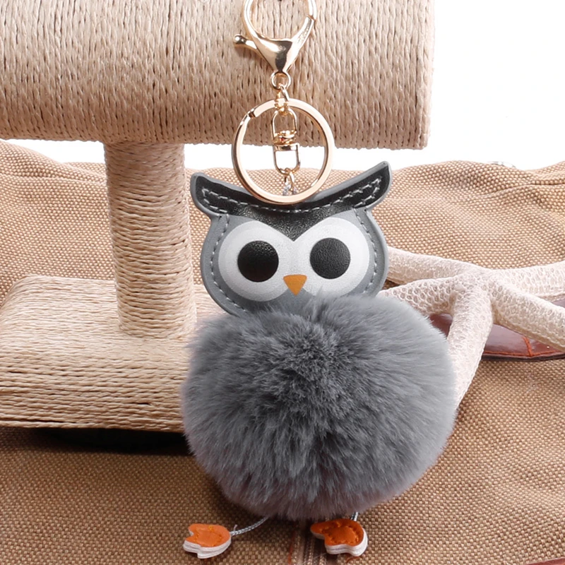 TIOODRE брелок для автомобильных ключей в форме совы с имитацией кроличьей шерсти