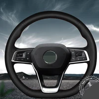 diy black genuine leather non slip and breathable car accessories steering wheel cover for byd s6 s7 f3 f0 g3 g6 l3 e5