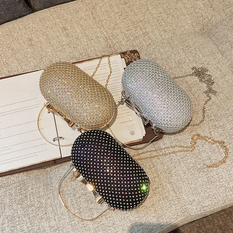 Свадебные серебряные стразы для женщин вечерняя сумочка через плечо на цепочке