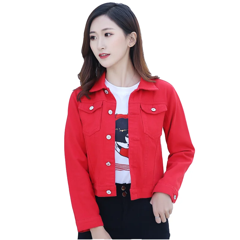 

Explosion Jeans Jacket and Coats for Women Autumn Candy Color Casual Short Denim Jacket Chaqueta Mujer Casaco Jaqueta Feminina