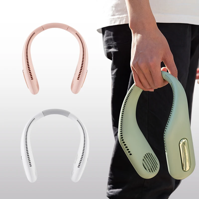 Mini ventilador de cuello portátil recargable por USB, banda para el cuello para deportes al aire libre, correr, montañismo, Ventilación de refrigeración