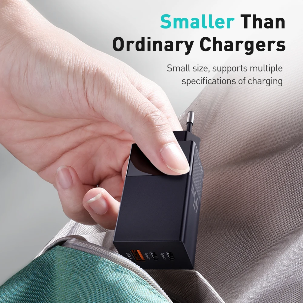 

Joyroom 65W GaN Charger Quick Charge 4.0 3.0 Type C PD USB Charger with QC 4.0 3.0 Portable PD20W Fast Charger For Xiaomi Laptop