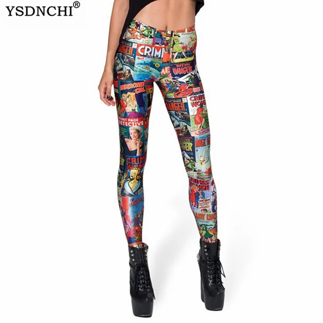 YSDNCHI Female Leggins 3D Digital Printed Fitness Pants Sexy Leggings Women Square Cartoon Trousers Mujer Leggin 2