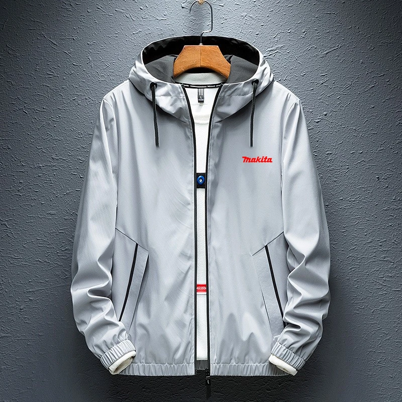 

2021 New Makita Brand Logo Spring Autumn England Style Jacket Men Thick Warm Hoodie Men Cotton Thick Print Zip Classic Warm Tops