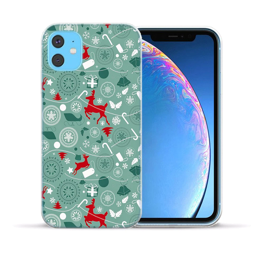 Новогодний Мягкий чехол из ТПУ для iPhone 11 Pro Max X XS XR 7 8 6 6S Plus 5S SE силиконовый