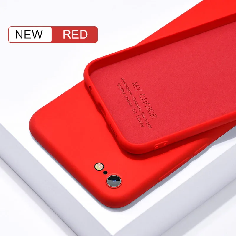 Red Тонкий мягкий чехол для iPhone 7 8 6 6s Plus 5S 4 жидкий силиконовый чехол карамельный цвет Coque Capa для iPhone X Xs 11 Pro Max XR - Цвет: Red