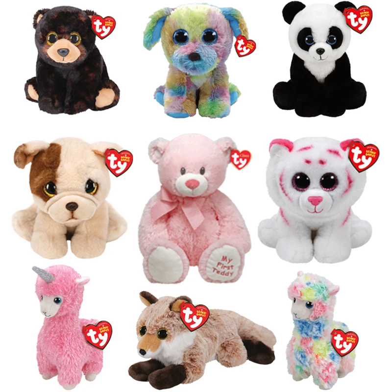 

15CM Ty Beanie Babies Series Cute Plush Animal Alpaca Dog Bear Bulldog Lion Tiger Stuffed Doll Girls Christmas Birthday Gift