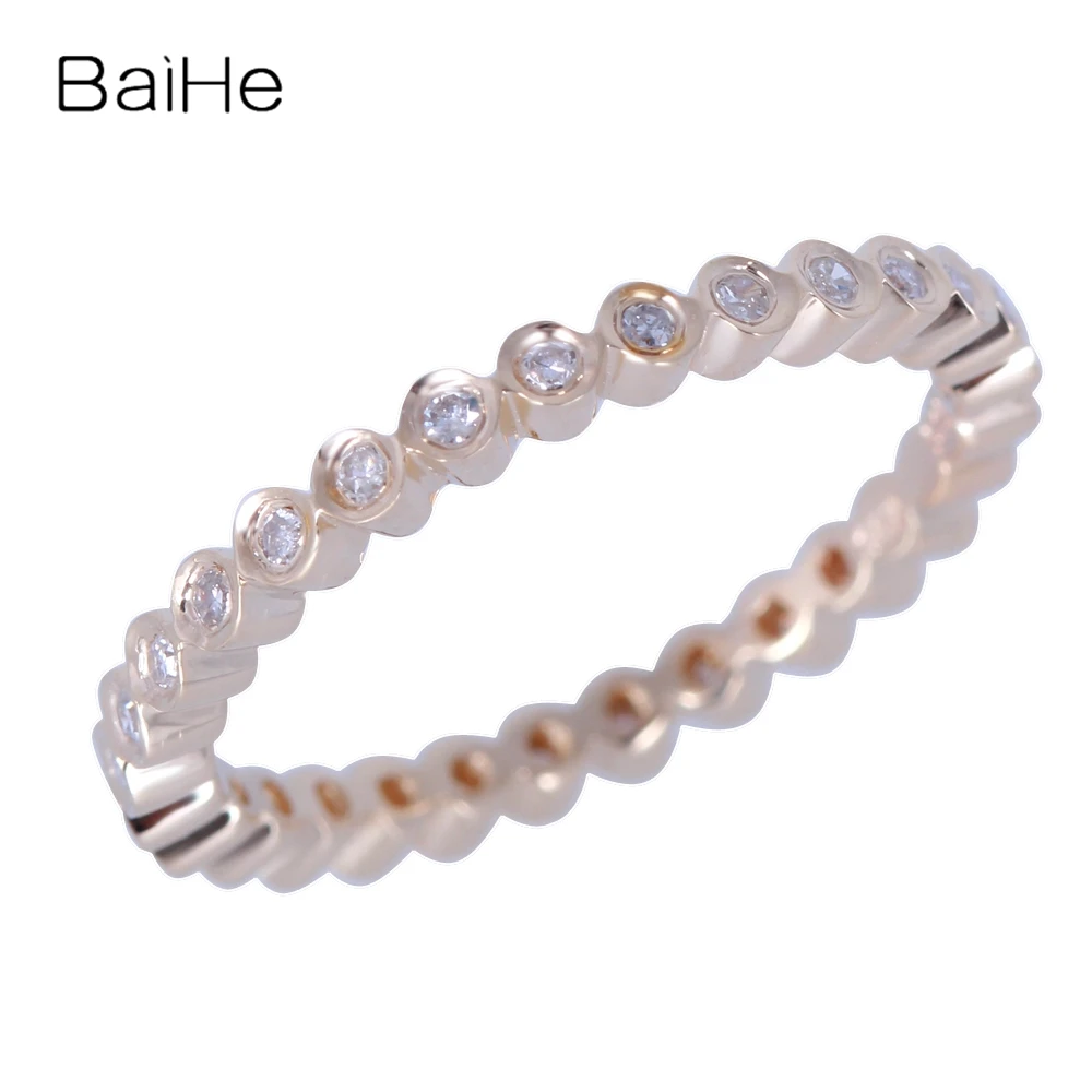 BAIHE Solid 14K белое золото 0.2CT H/SI круглые натуральные бриллианты подарок на свадьбу