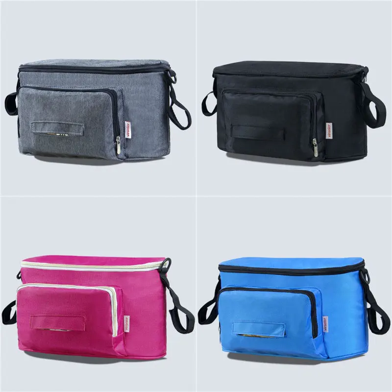 

Baby Stroller Bag Solid Color Stroller Organizer Bag For Trolley Nappy Diaper Mommy Bag Buggy Pram Hooking Stroller Accessories