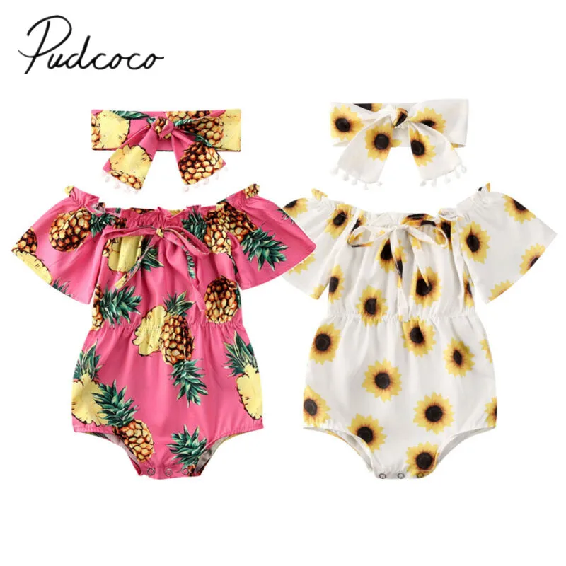 Летняя одежда для малышей 2020 Одежда новорожденных девочек с цветами боди