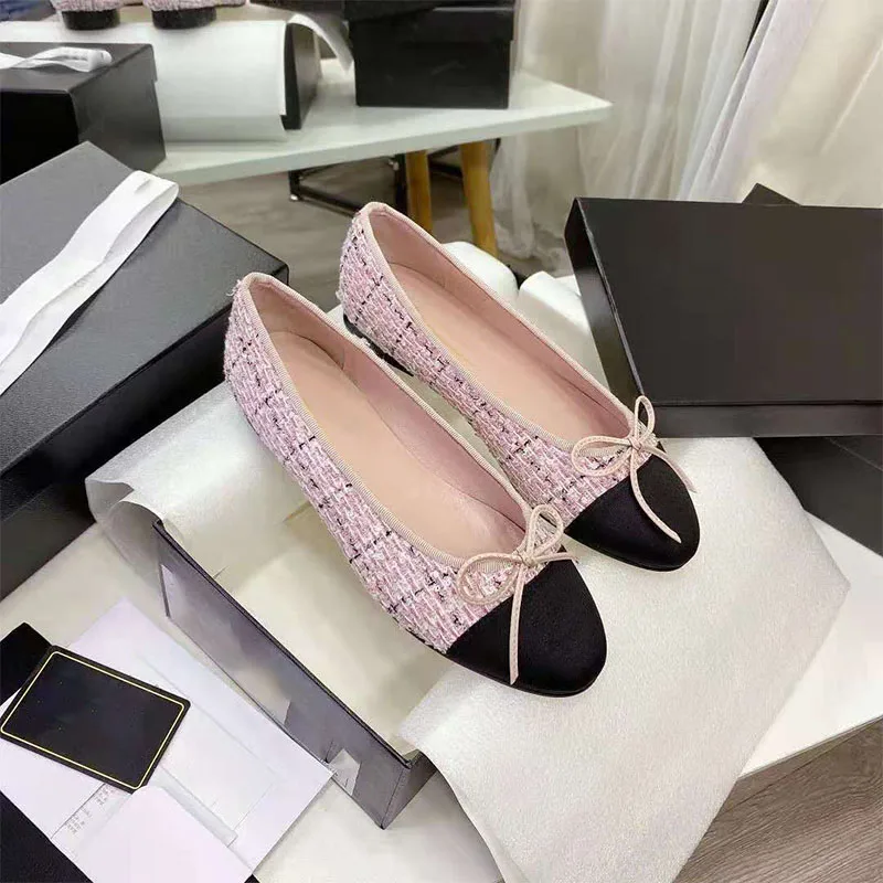 

Ballet Shoes Bowknot Decoration Shallow Mouth Flat Bottom Comfortable Exquisite Elegant Noble Classic Ladies Single Shoes 34-42S