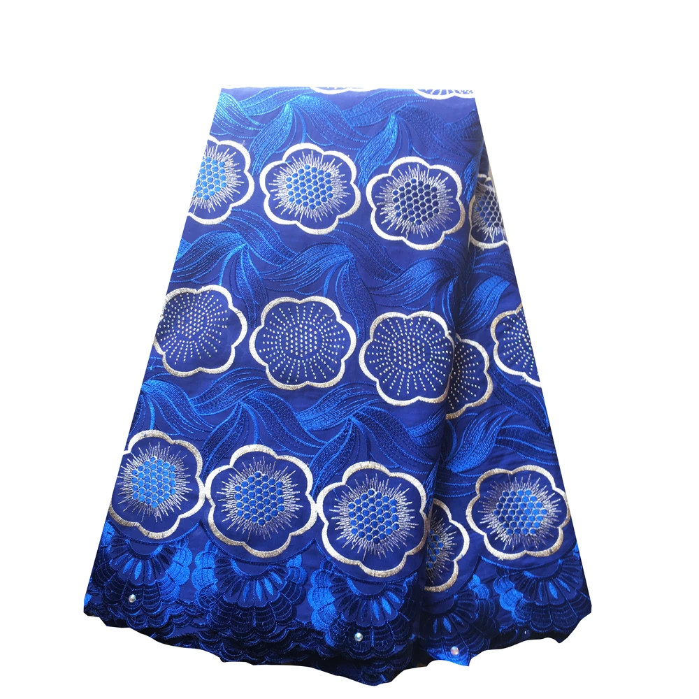 Африканская небесно-голубая белая кружевная ткань французская с камнями для