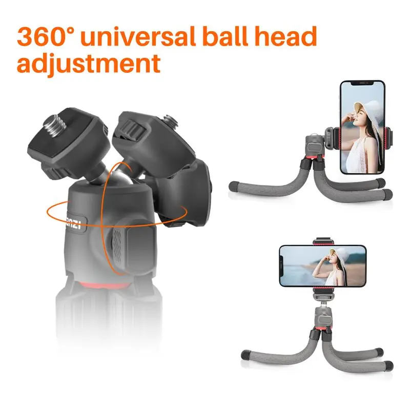 Ulanzi MT-19 Flexible Octopus Tripod for DSLR Smartphone 1/4'' Monopod With Cold Shoe Phone Holder 360° Adjust Ball Head |