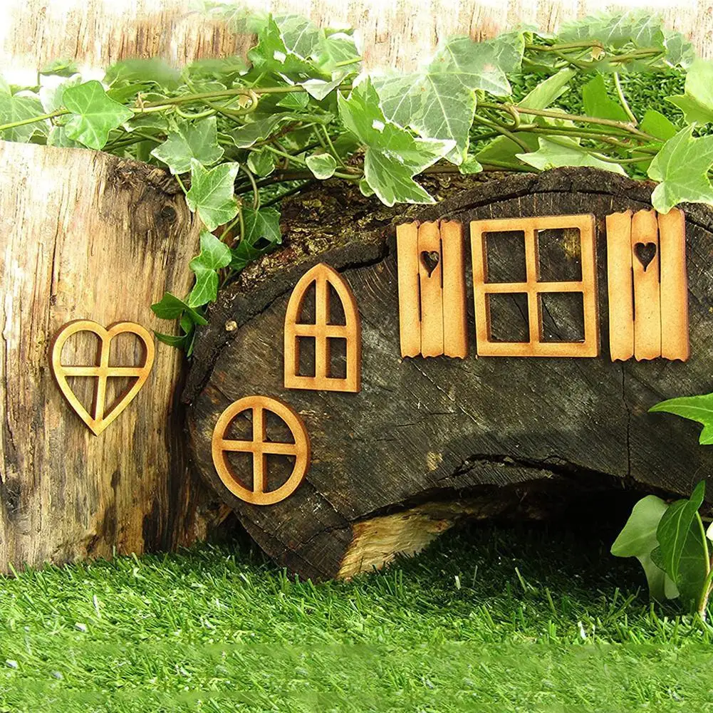 6pcsset wooden fairy elf door craft kit garden decor vintage house miniature landscape dollhouse ornament accessories kids gift free global shipping