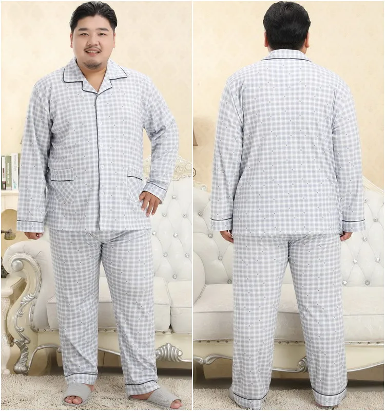 Новая распродажа 140 кг XXXXXL плюс размер хлопок пижамные комплекты мужские пижамы простые пижамы homme Повседневная Ночная одежда для мужчин