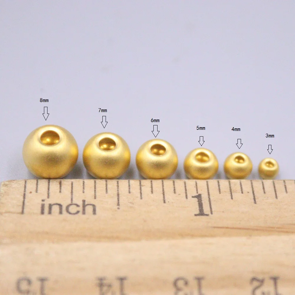 1 шт., подвеска из бисера желтого золота 999 к, 3 мм, 4 мм, 5 мм, 6 мм, 7 мм, 8 мм