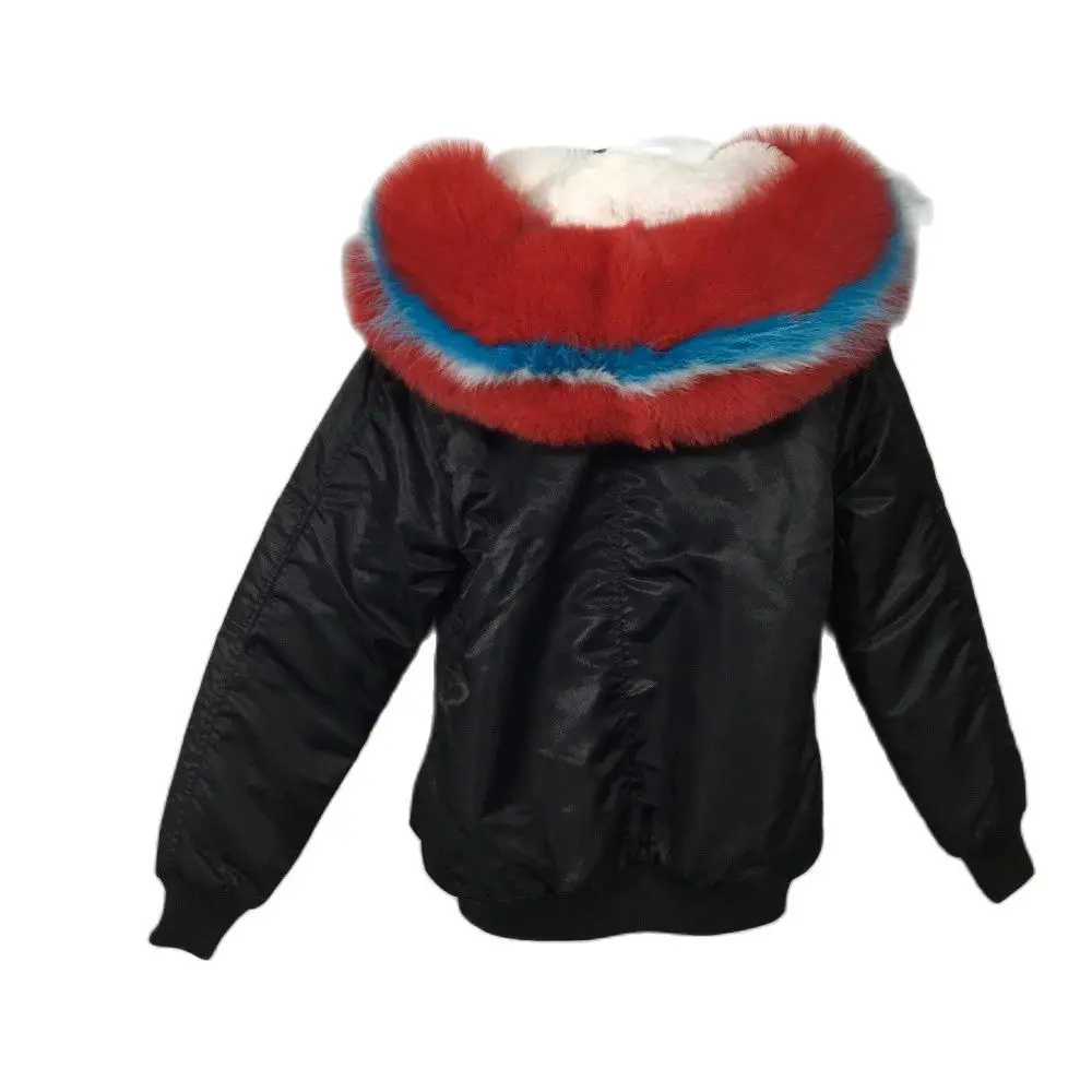 Женская куртка-бомбер из искусственного меха AW18 черная Повседневная с толстой