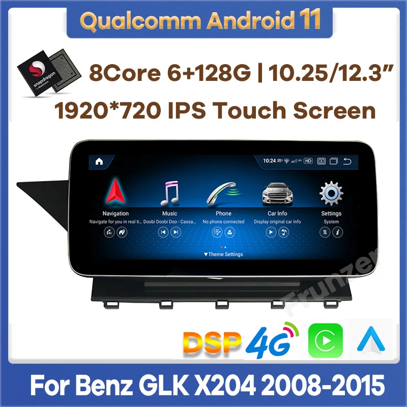Reproductor Multimedia con GPS para coche, Radio estéreo con Android 11, Snapdragon, CarPlay, para Mercedes Benz GLK clase X204 2008-2015