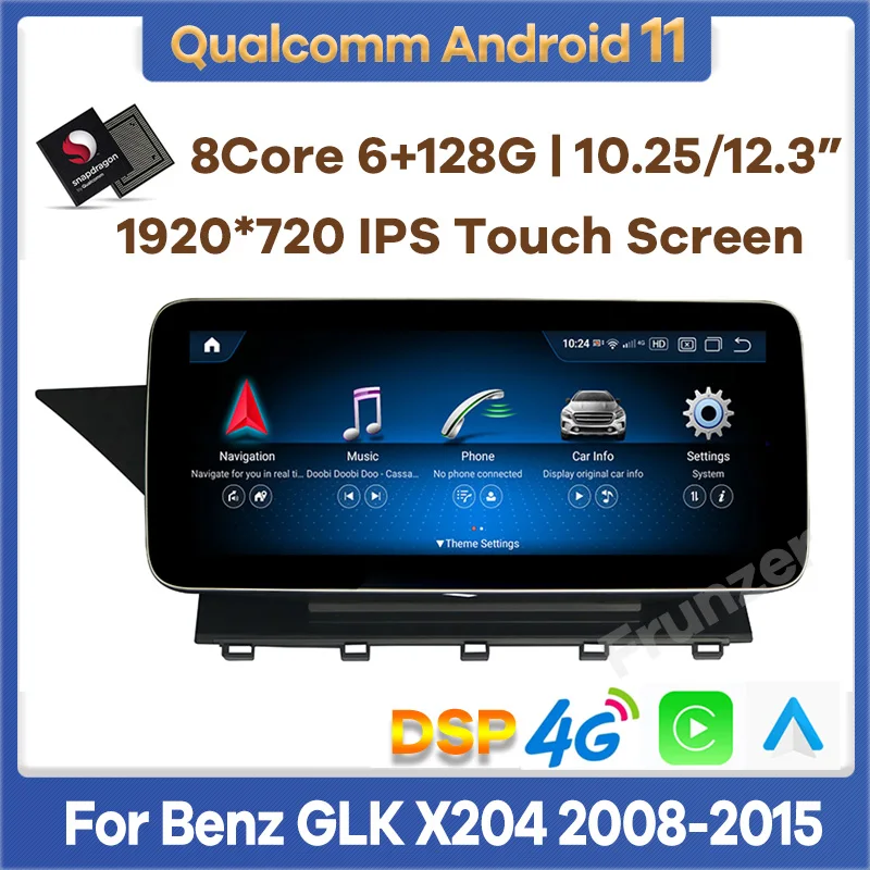 Snapdragon Android 11 Автомобильный мультимедийный плеер для Mercedes Benz GLK Class X204 2008-2015