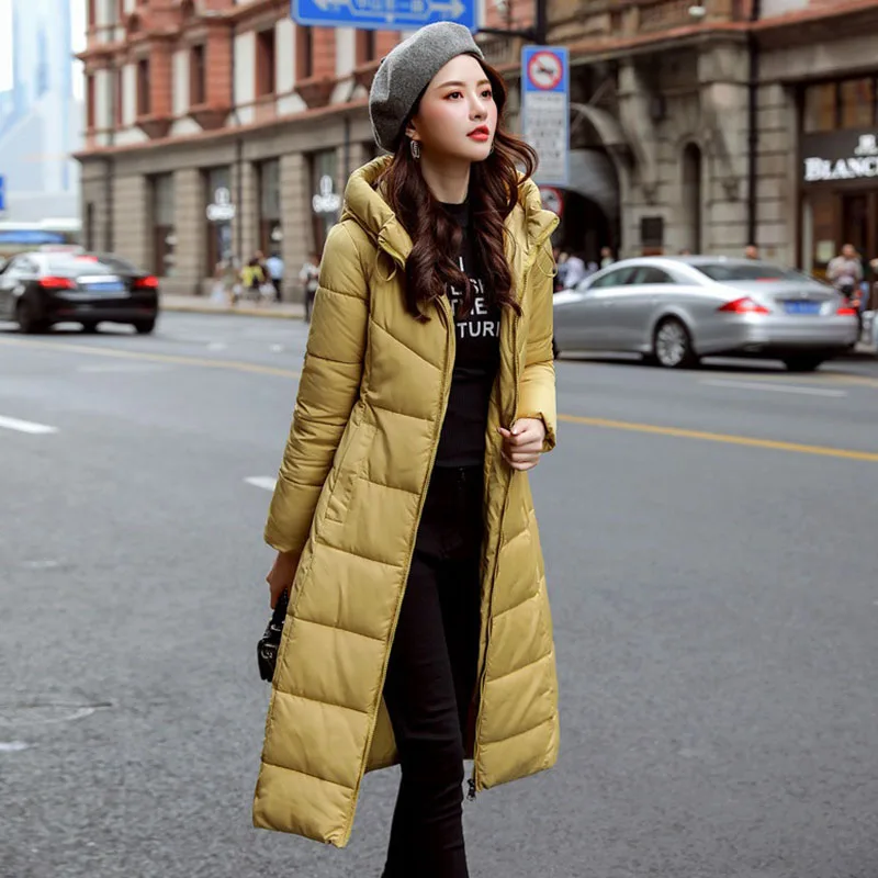 Женская хлопковая куртка средней длины с капюшоном теплая парка зимняя верхняя