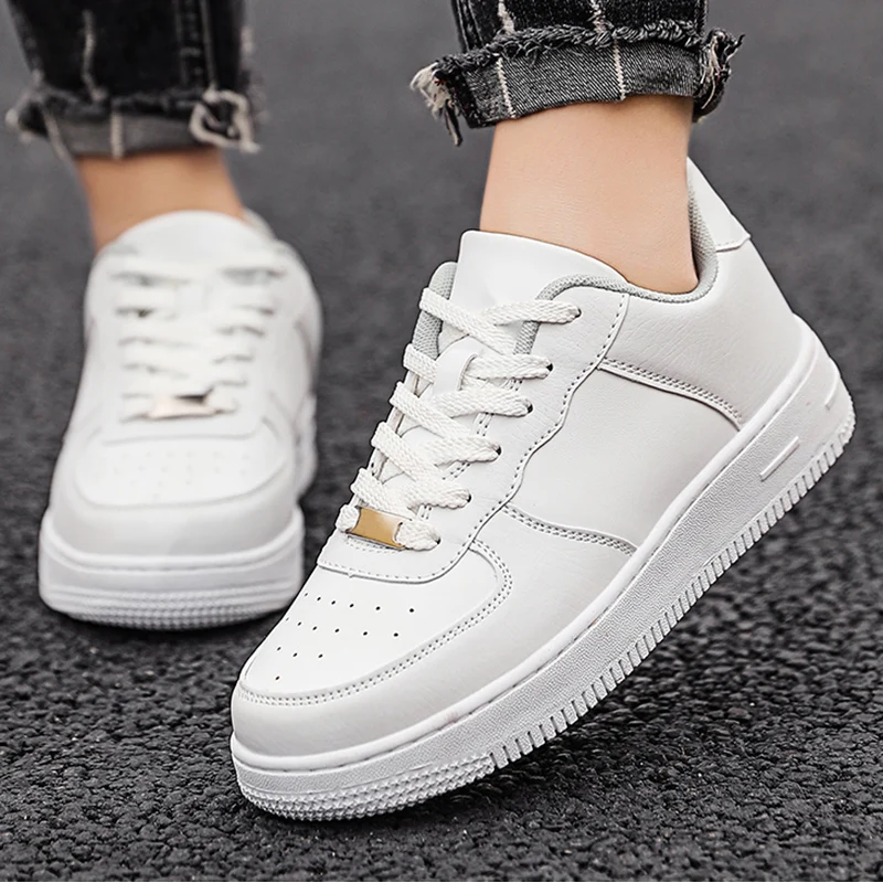 

Нескользящие мужские кроссовки, Повседневная Уличная обувь, высокие дышащие, плоская подошва, модные, белые