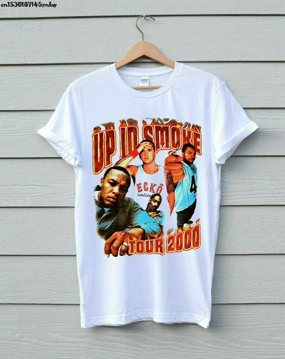 Винтажная рэп футболка Up In Smoke Tour 2000 DRE EMINEM SNOOP Футболка с принтом Новая мужская