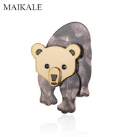 maikale acrylic polar bear animal brooches for women men white resin brooch pins badge shawl suit lapel accessories jewelry gift