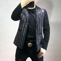 Small Suit Drilling Man Self-cultivation Man's Suit Ktv A Young Master Hairstyle Division Wedding Dress Photography Loose Coat