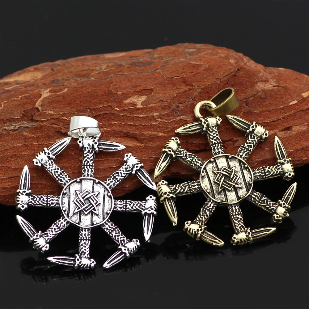 Ожерелье мужское скандинавские руны кинжал от солнца Викинг славянский талисман