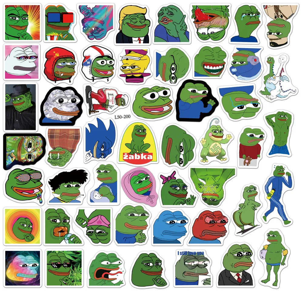 

50Pcs/Set Spoof Pepe Sad Frog Cartoon Graffiti Stickers For Laptop Refrigerator Motorcycle Skateboard Scrapbook Toy Gift