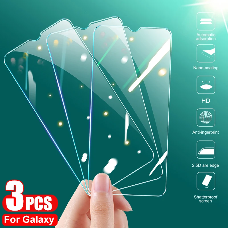 

3Pcs Tempered Glass on For Samsung Galaxy M31 M21 M11 M01 M01S M10S M20S M30S M31S M30 M20 M10 Full Cover Screen Protector Glass
