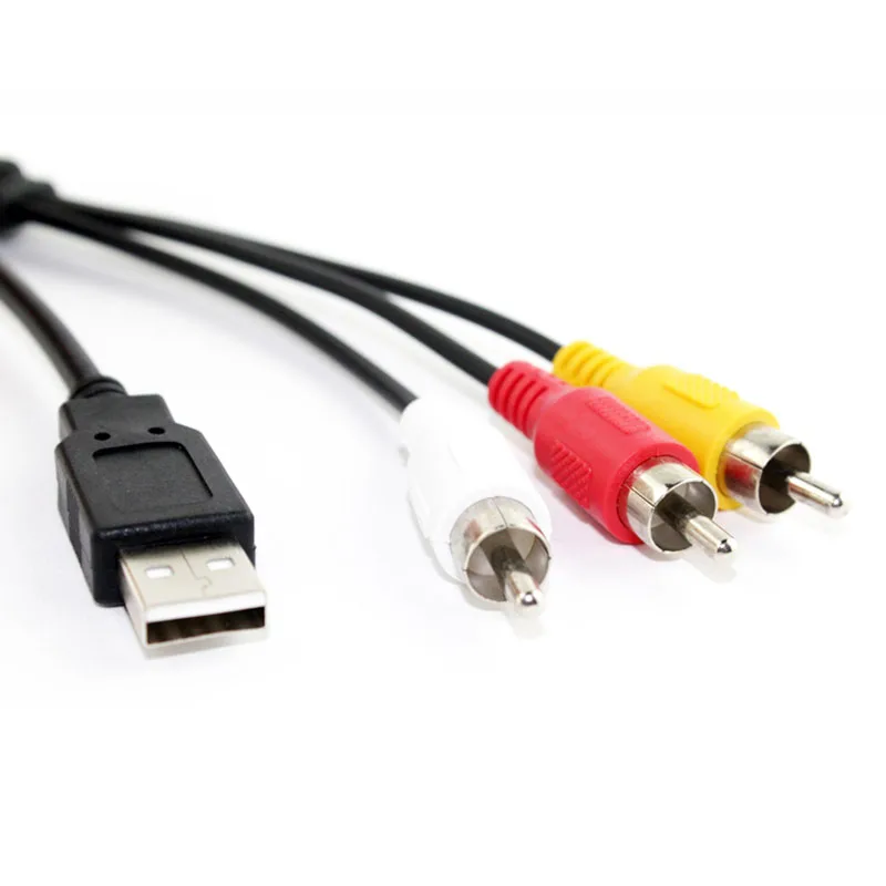 Новинка 1 5 м футов USB 2 0 к 3 RCA кабель штекер-штекер AV аудио адаптер Шнур для