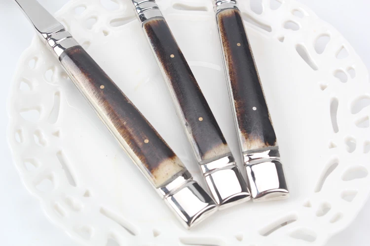 Нержавеющая сталь с бычьей костью патч западные столовые приборы 3 шт набор