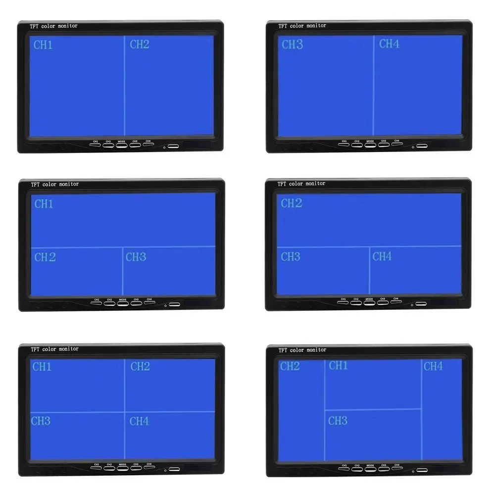 Podofo 7 &quotсплит экран Quad Автомобильный монитор TFT ЖК дисплей 4 CH резервная камера