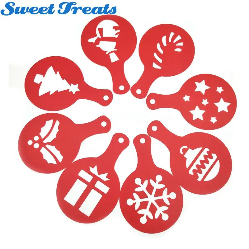 8 шт./компл. пластиковые трафареты для торта украшение на Рождество День Святого