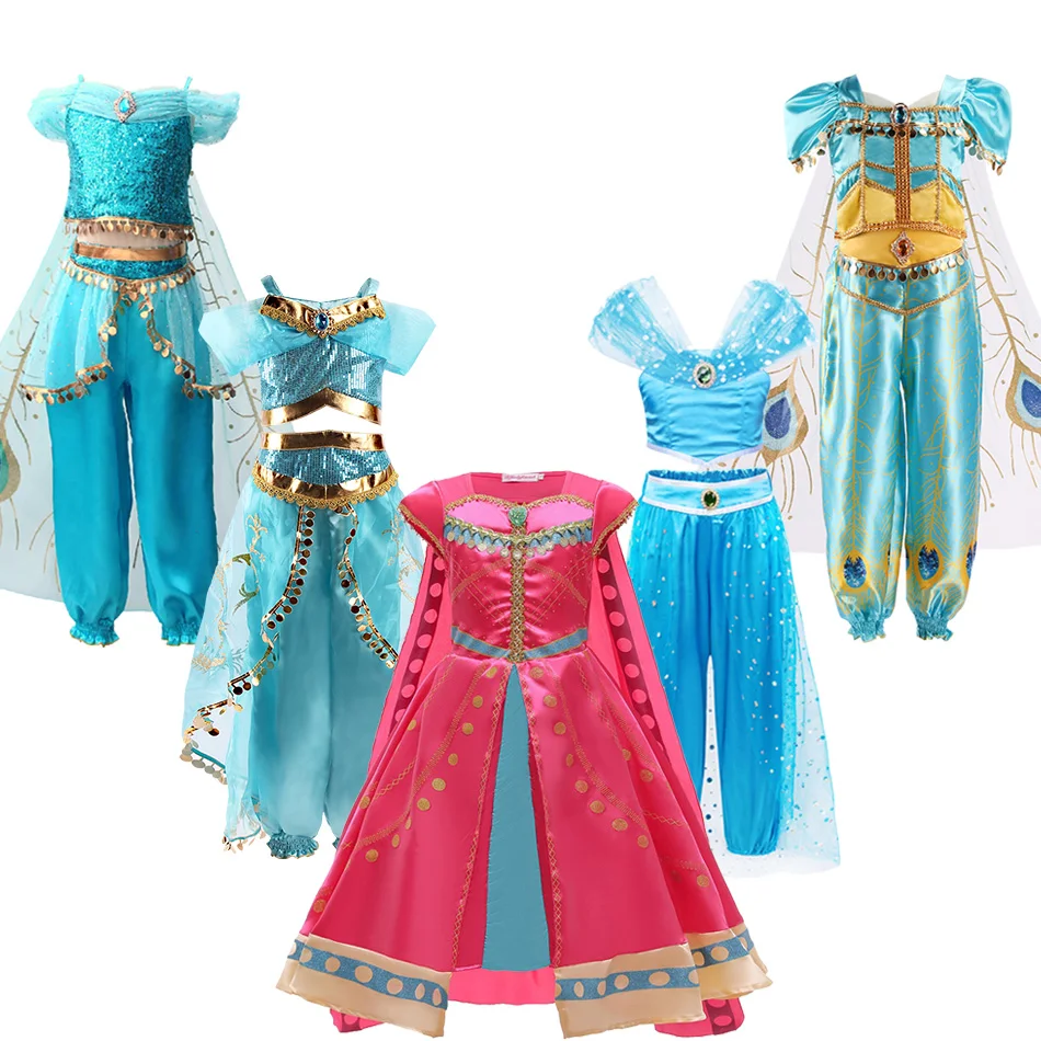 

3-10 Years Girl Jasmine Dress Kids Arabian Princess Costume Princess Accessories Fancy Children Birthday Party Christmas Costume