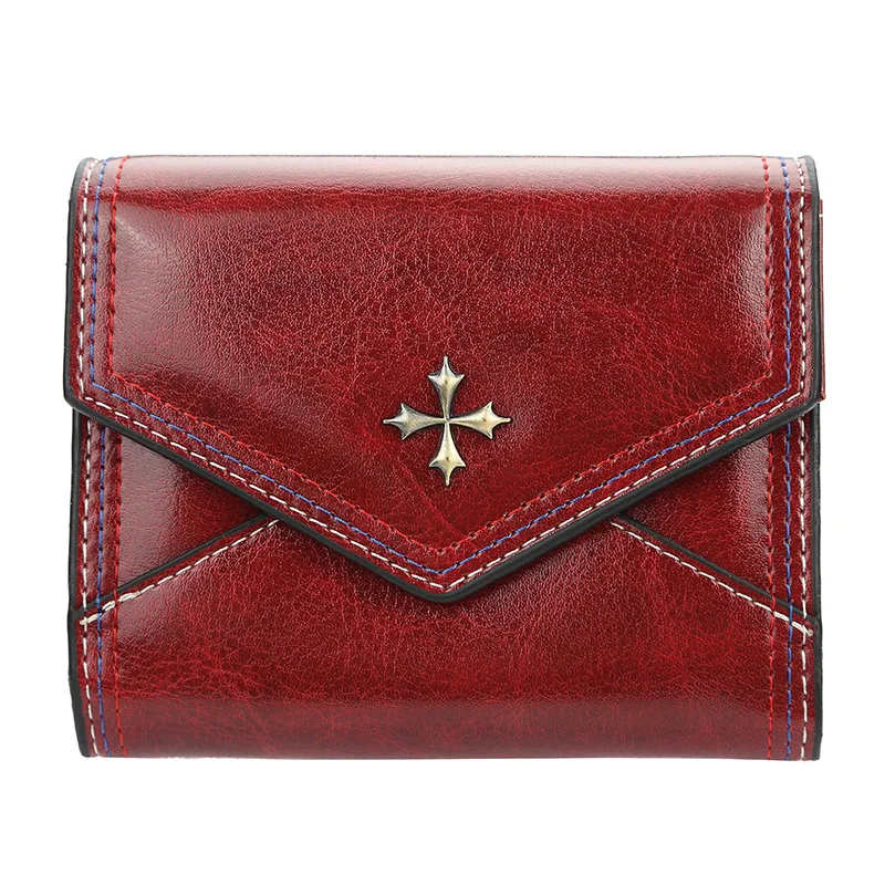 

Women Oil Wax Vintage Wallet Ladies PU Leather Purse Clutch ID & Cardholder 5-1